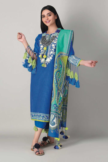Khaadi Blk20415 Blue Blue Winter Collection 2020